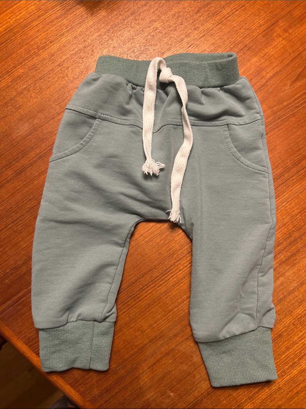 Kids Cozy Drawstring Jogger Pants - Sage Green